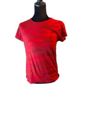 Rag & Bone Red Camo Print Slub Pima Tee